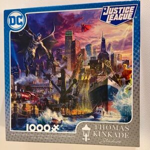 Thomas Kinkade Justice League Gotham Pier 1000 Piece Puzzle NEW Ceaco DC